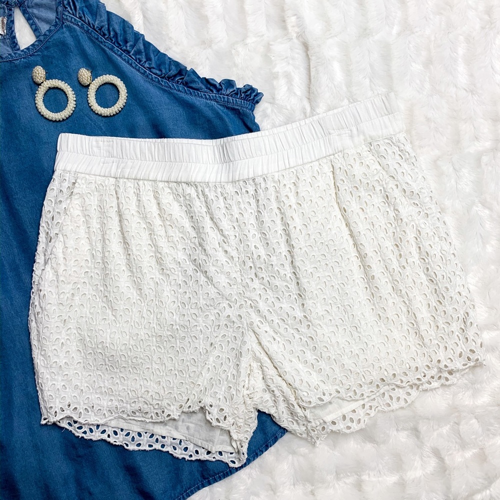 Lucky Brand White Eyelet Elastic Waistband Shorts